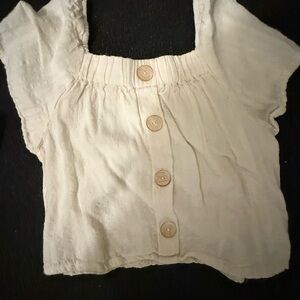 Rylee Cru size 2-3T  Cream Button-Front Square Neck Top worn once